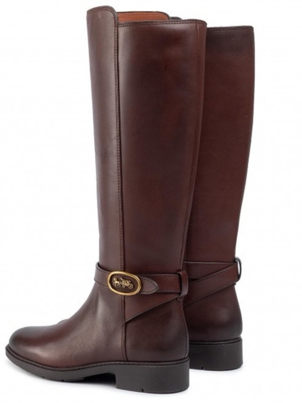 Coach Tall Leather Riding Boots - Dark Brown